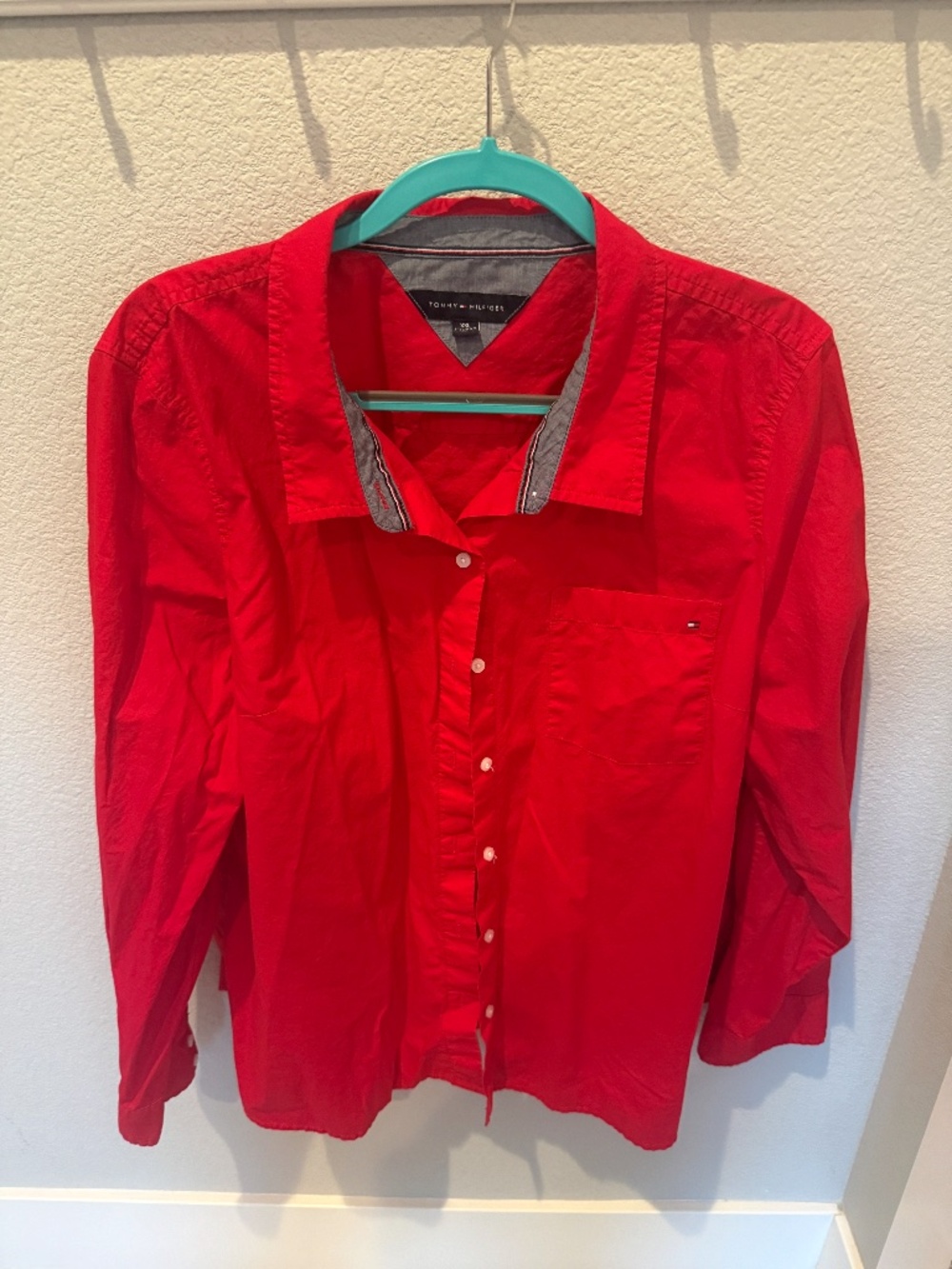 Tommy Hilfiger Red Long Sleeved Button Up Shirt Women's Size XXL